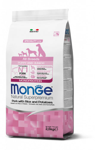 Monge Natural Superpremium - Crocchette per cani adulti di tutte le taglie - Maiale con Riso e Patate - 12kg