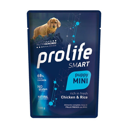 Prolife Smart Puppy - Cibo umido per cuccioli di taglia piccola - Pollo fresco e riso - 100gr