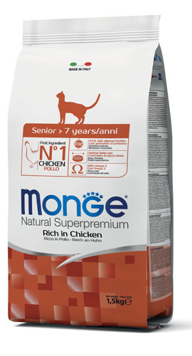 Monge Natural Superpremium - Crocchette per gatti anziani - Pollo - 400gr